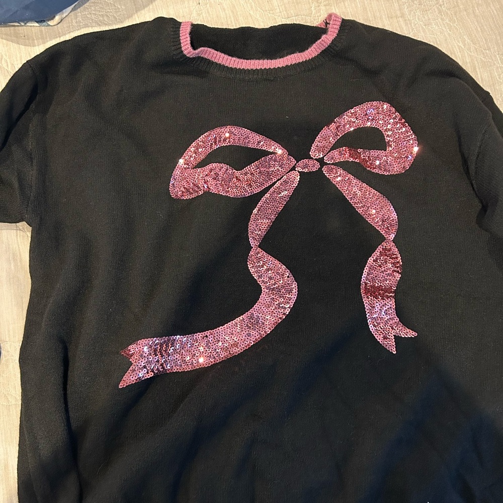Black and Pink Bow Kids Shirt